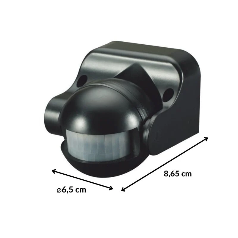 Détecteur de Mouvement Infrarouge Noir 180° IP44