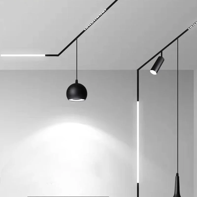 Luminaire Suspendu Rond pour Rail Magnétique 48V 10W Noir