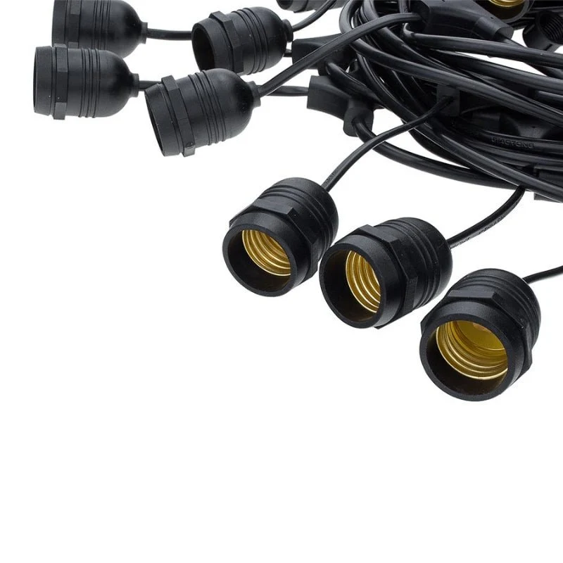 Guirlande Guinguette LED 15M IP65 pour 15 Ampoules E27 Suspendues (non fournies)