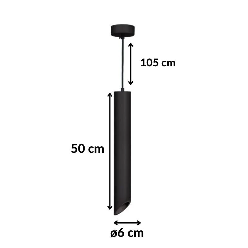 Suspension Luminaire Biseautée GU10 IP20 50cm Noir