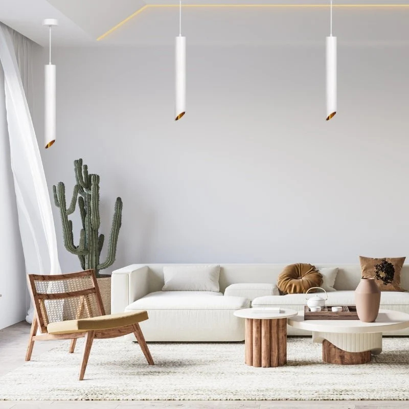 Suspension Luminaire Biseautée GU10 IP20 50cm Blanc / Or