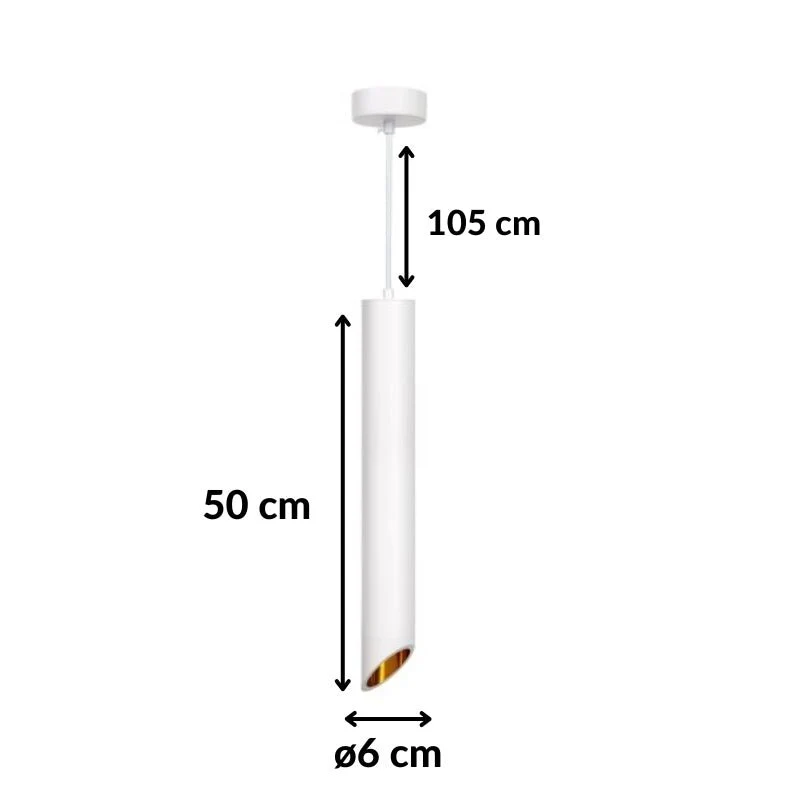 Suspension Luminaire Biseautée GU10 IP20 50cm Blanc / Or