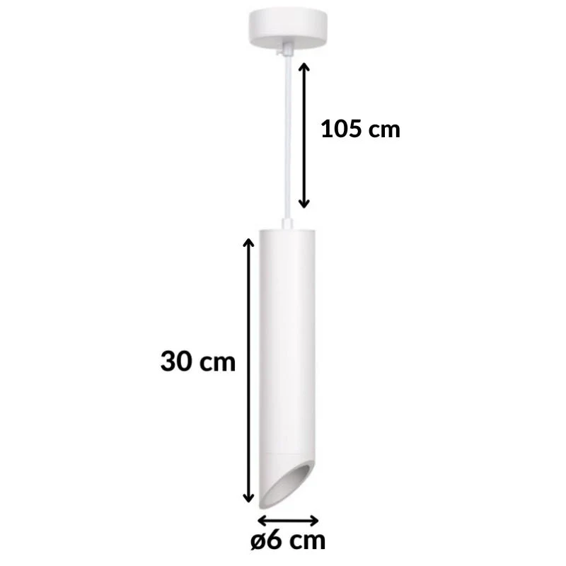 Suspension Luminaire Biseautée GU10 IP20 30cm Blanc
