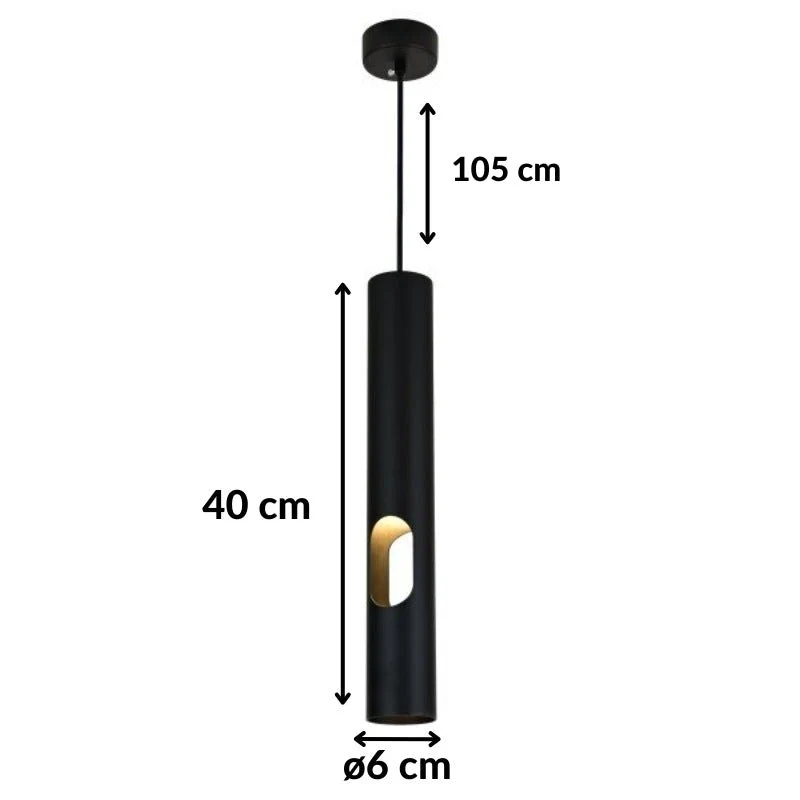 Suspension Perforée Noire 40cm pour Ampoule GU10