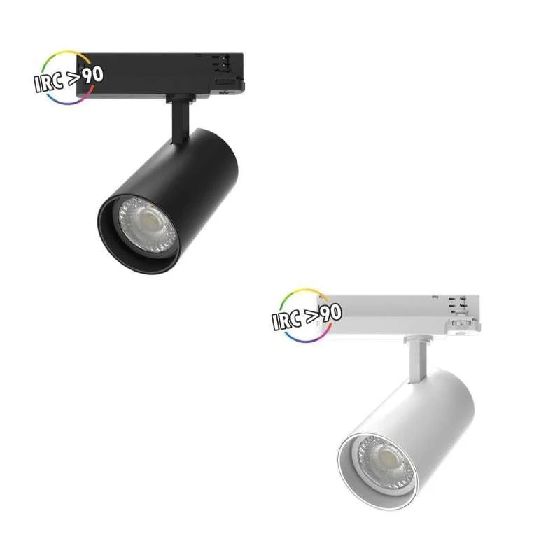 Spot LED sur rail 3-allumages blanc ou noir 35 watts éclairage chaud ou neutre
