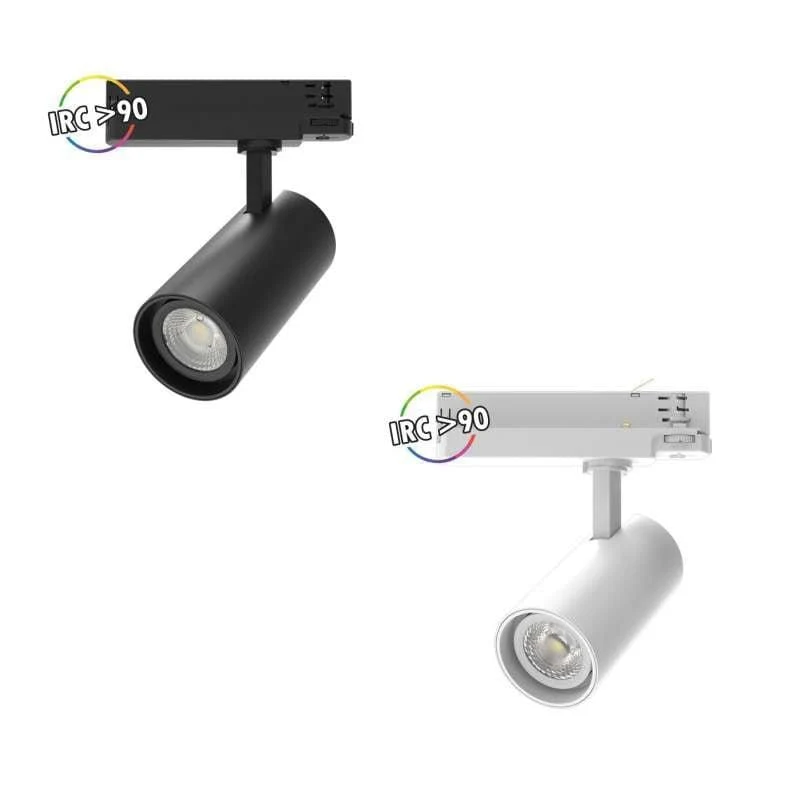 Spot LED sur rail 3-allumages blanc ou noir 25 watts éclairage chaud ou neutre
