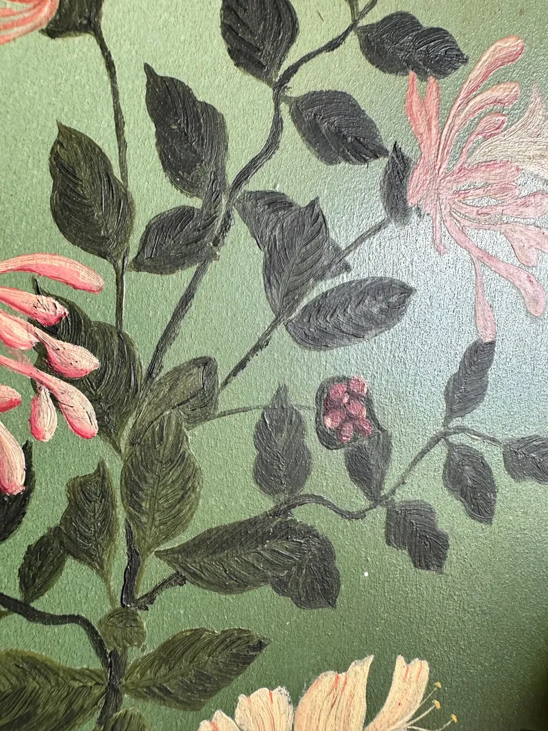 Peintures florales sur tôle fond vert