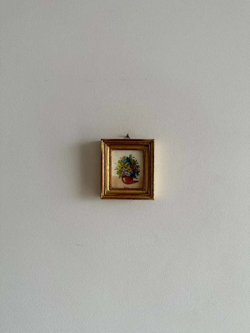 Peinture bouquet de fleurs signée encadrée taille S