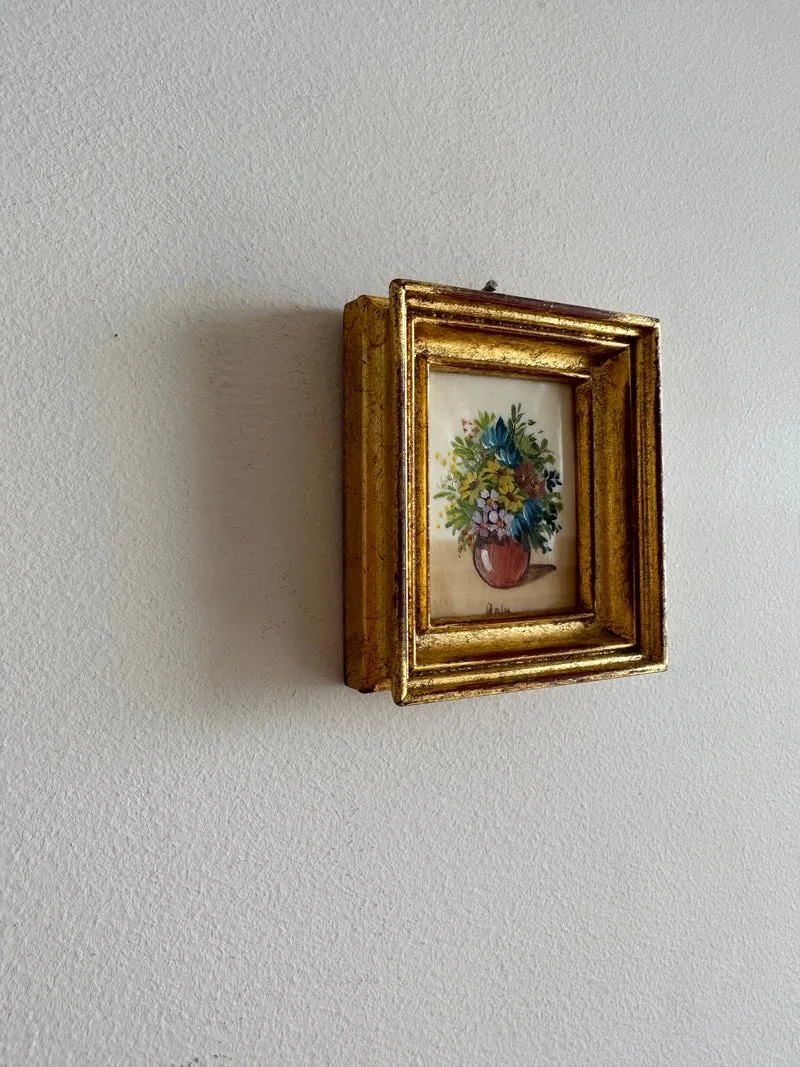Peinture bouquet de fleurs signée encadrée taille S