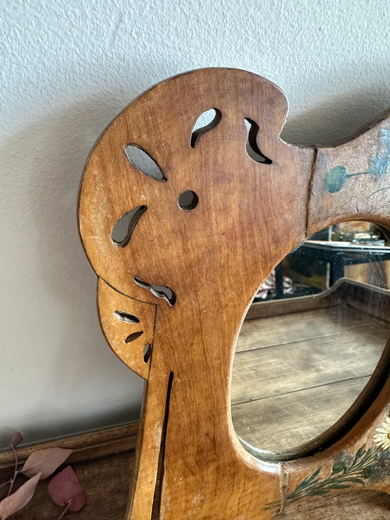 Miroir à poser en bois d'olivier Art déco