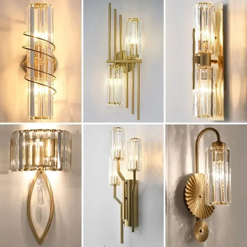 Luxury Postmodern Simple Crystal Wall Lamp Bedroom Background Decoration LED Indoor Lighting Fixtures Living Room