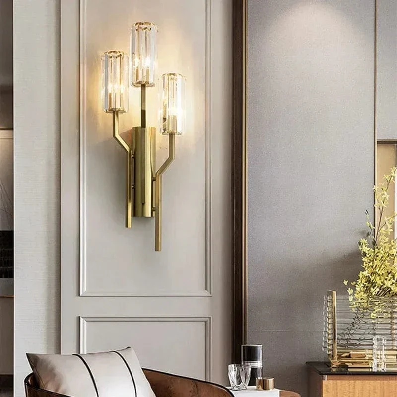 Luxury Postmodern Simple Crystal Wall Lamp Bedroom Background Decoration LED Indoor Lighting Fixtures Living Room