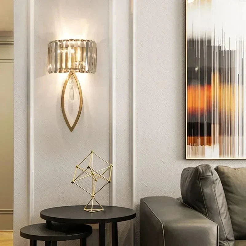 Luxury Postmodern Simple Crystal Wall Lamp Bedroom Background Decoration LED Indoor Lighting Fixtures Living Room