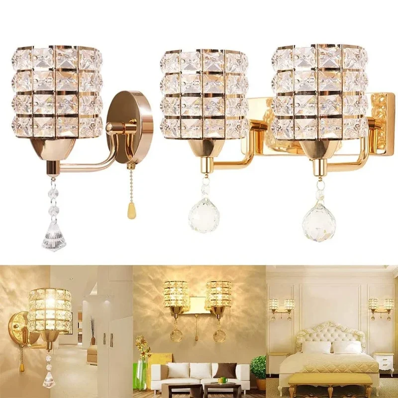 Decorative Crystal Wall Lamps Simple Cyrstal Wall Lights for Bedroom Bedside Living Room Gold/Silver Crystal Wall Lighting