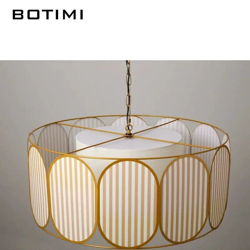 BOTIMI Fabric Art LED Pendant Light For Dining Wire Pendant Island Kitchen Cloth Suspension Luminaire Bedside Lighting
