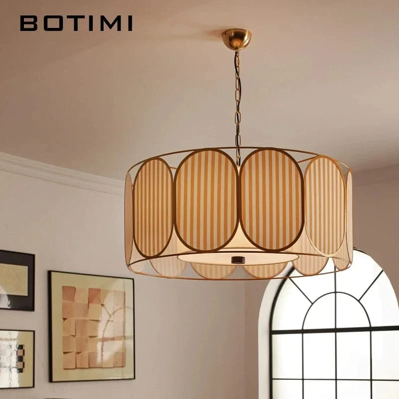 BOTIMI Fabric Art LED Pendant Light For Dining Wire Pendant Island Kitchen Cloth Suspension Luminaire Bedside Lighting