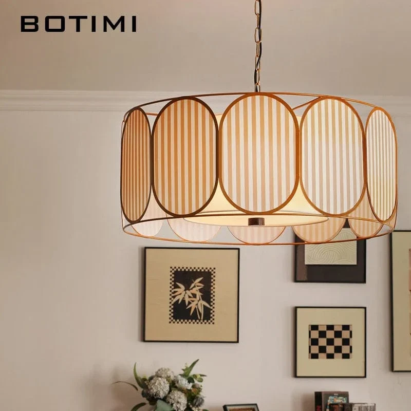 BOTIMI Fabric Art LED Pendant Light For Dining Wire Pendant Island Kitchen Cloth Suspension Luminaire Bedside Lighting