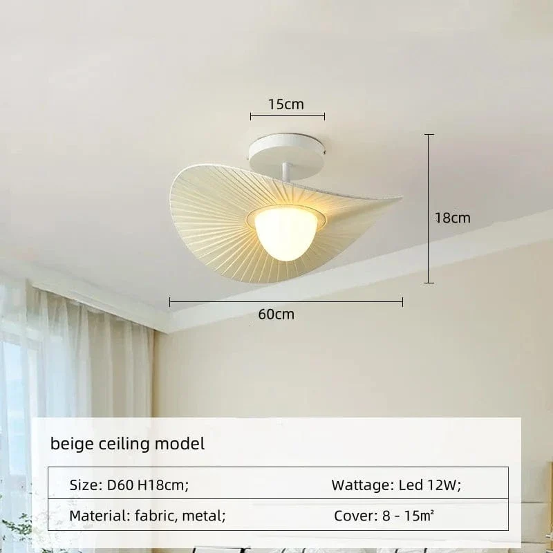Nordic Beige Pleated Fabric Led Pendant Lights Bar Droplight Art Decor Led Hanging Lamp Dining Room Simple Suspend Light Lampara