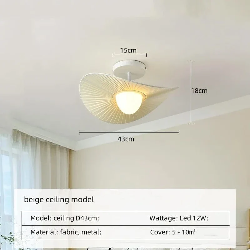 Nordic Beige Pleated Fabric Led Pendant Lights Bar Droplight Art Decor Led Hanging Lamp Dining Room Simple Suspend Light Lampara