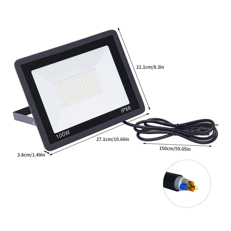 Heavy Duty Outdoor Flood Light Featuring Blazing 8000 Lumens And Rock Solid 100 Watt Output With Weather Resistant IP66 Housing And Dead Simple Plug In Setup For Garage Work And Weekend DIY Builds That Really Shine Outdoors