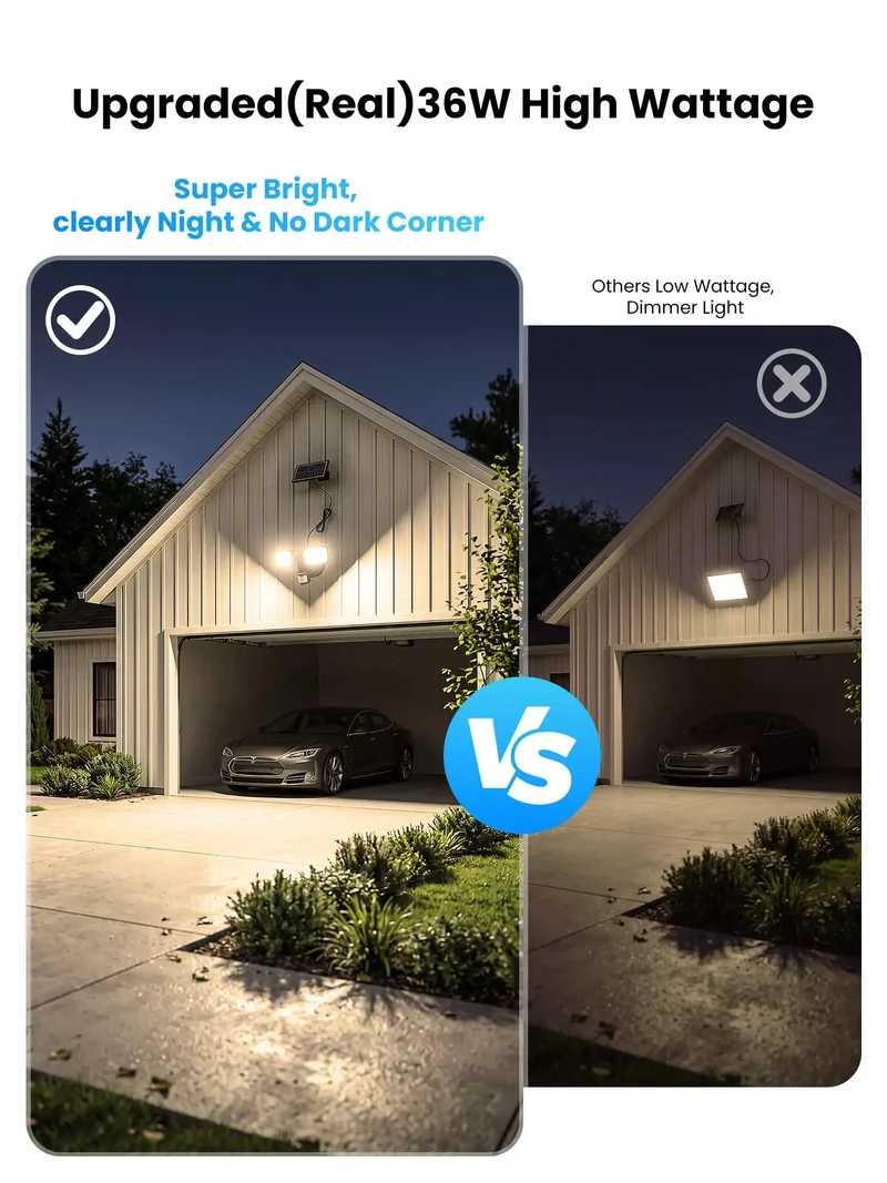 Hella Bright 36W Solar LED Security Lights With PIR Motion Sensor For Outdoor Yard Featuring Built Tough Construction Zero Wiring Hassle Upgraded Solar Panel And Massive Battery For All Night Illumination