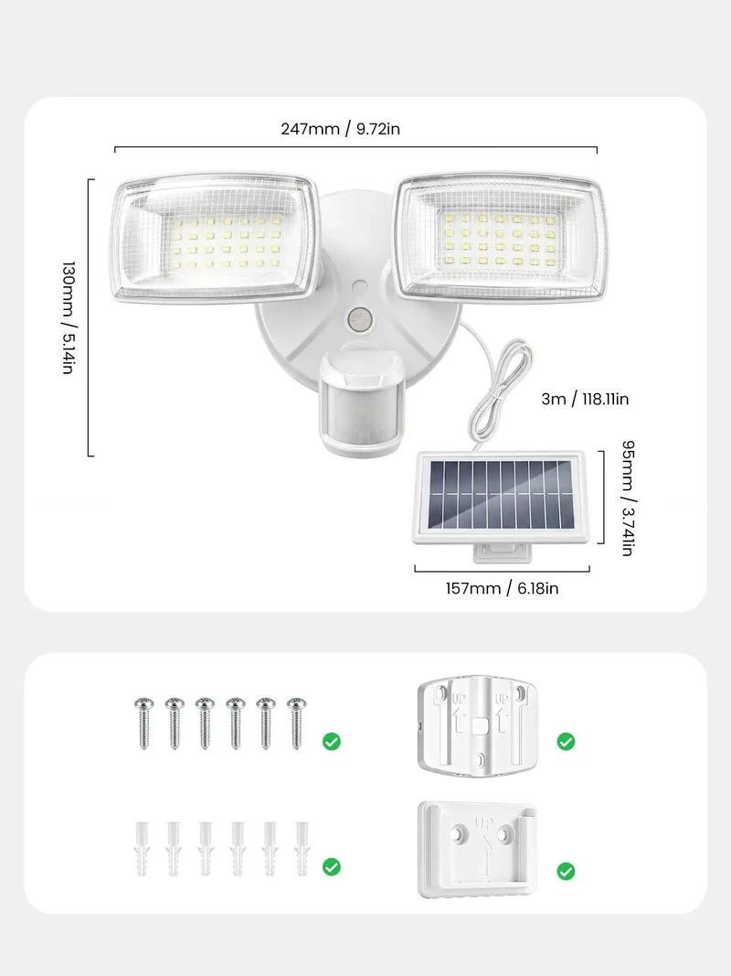 Real Deal 36W Solar LED Security Floodlights Sporting Crisp PIR Motion Sensor For Yard And Driveway Totally Cordless Weather Hardened Setup Cuts Your Monthly Utility Bill