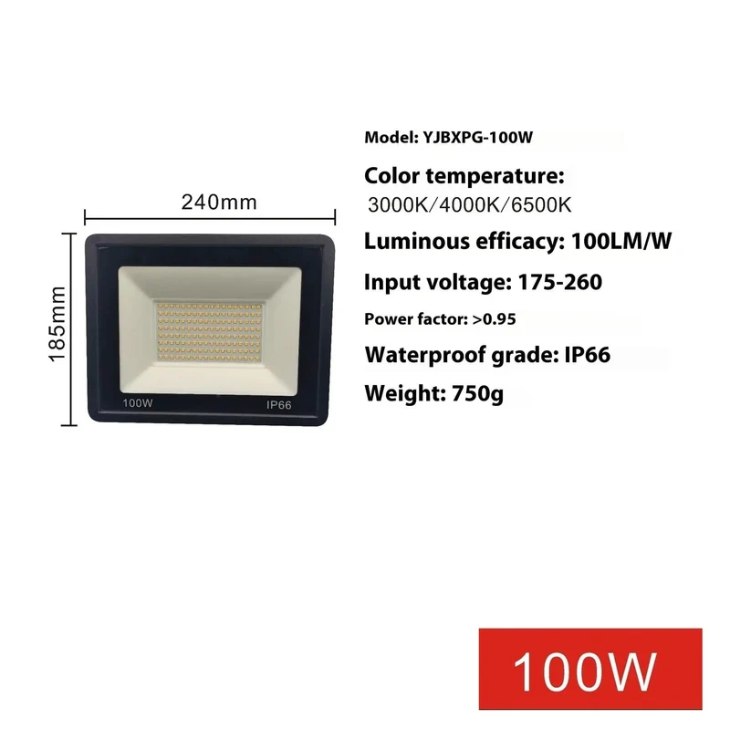 Heavy Duty Outdoor Led Floodlight With Kickin Brightness Ip66 All Weather Shield For Driveway Yard Home Security Lighting 50W 100W 200W Wattage Selections Cool White