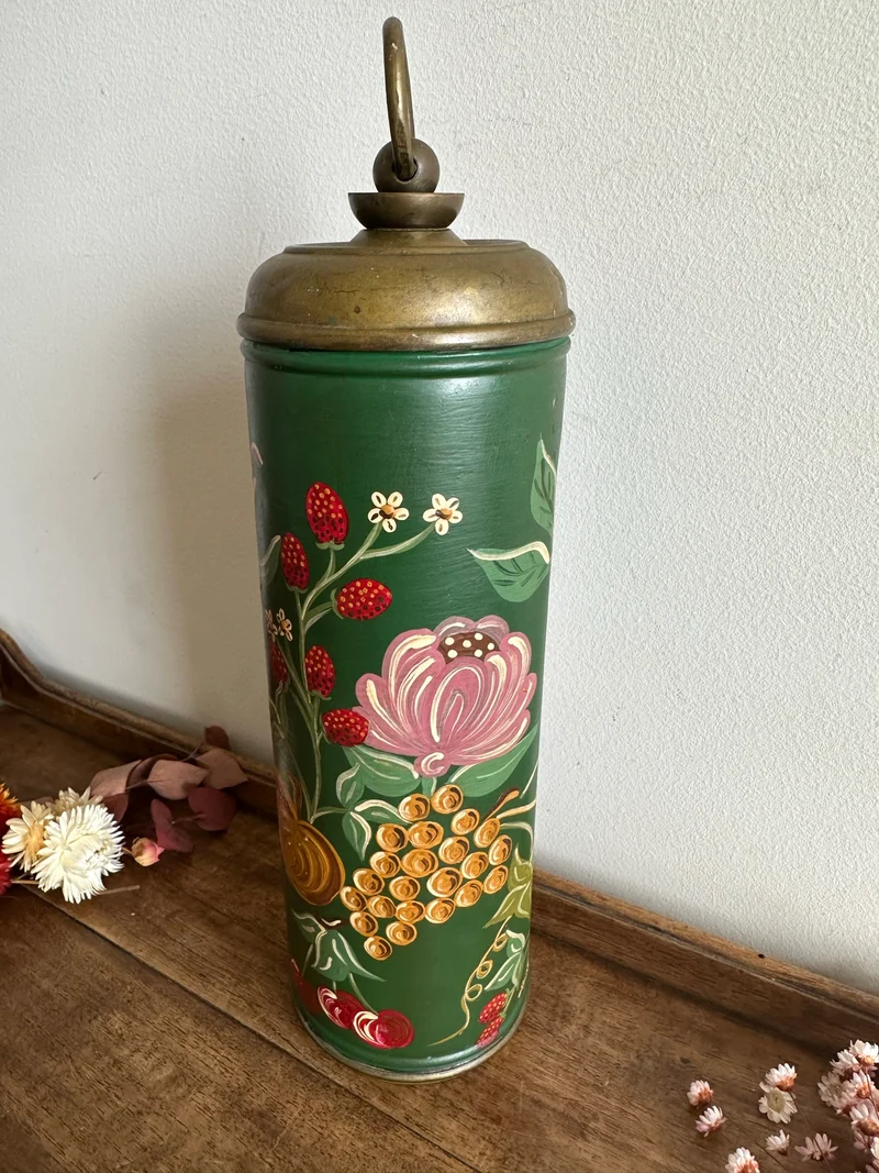 Bouillotte peinte à la main signée 1920