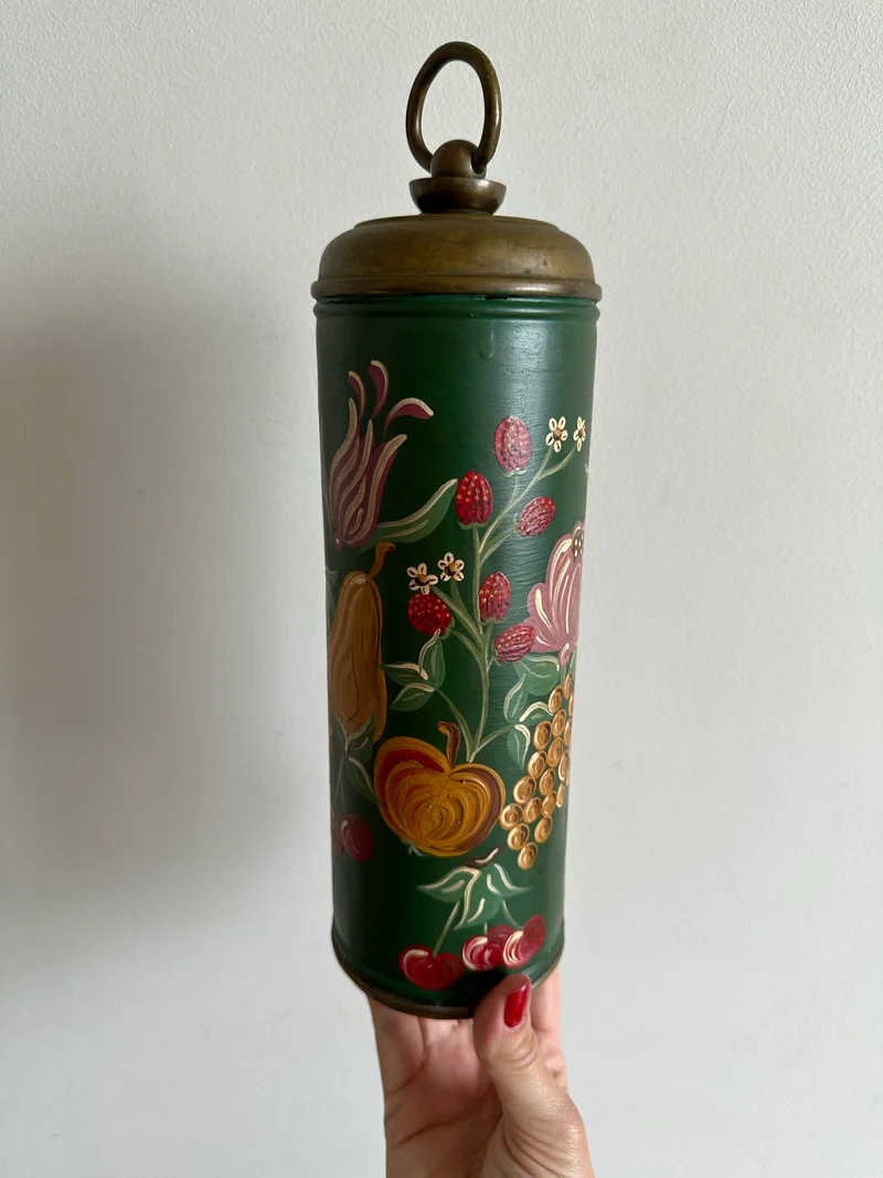Bouillotte peinte à la main signée 1920