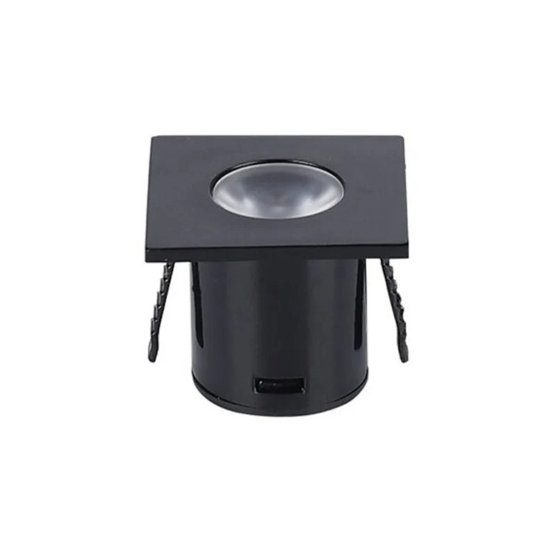 Mini Spot LED Encastrable 1W 90° carré Noir