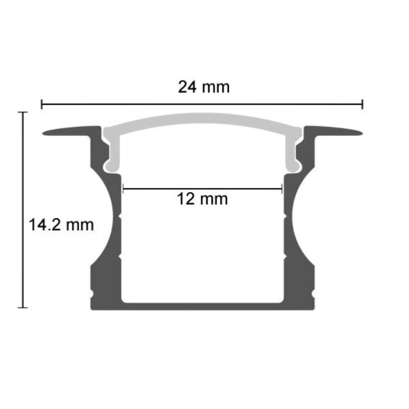 Profilé Encastrable Aluminium 2m pour Ruban LED Couvercle Blanc Opaque