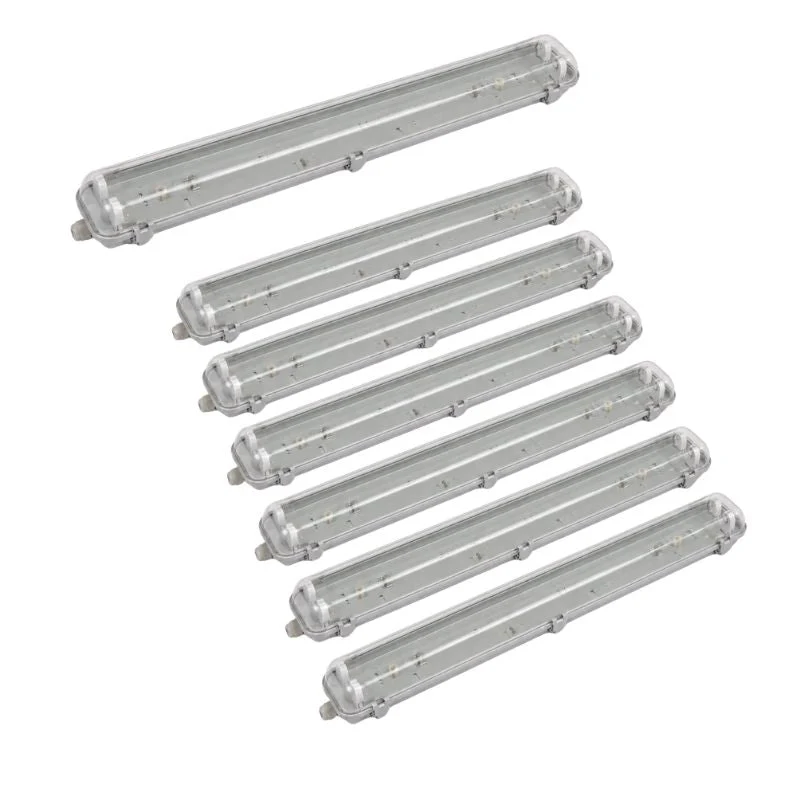 Pack de 8 - Réglette étanche double pour Tube LED T8 120cm IP65 (Boitier vide)