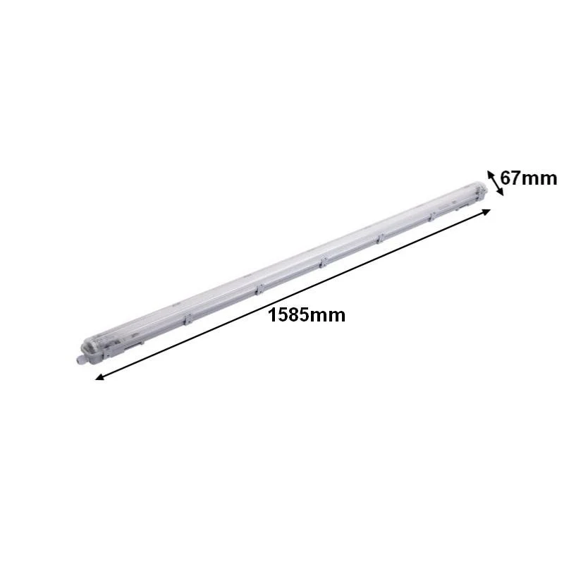 Pack de 12 - Kit de Réglette LED étanche + 1 Tube Néon LED 150cm T8 22W