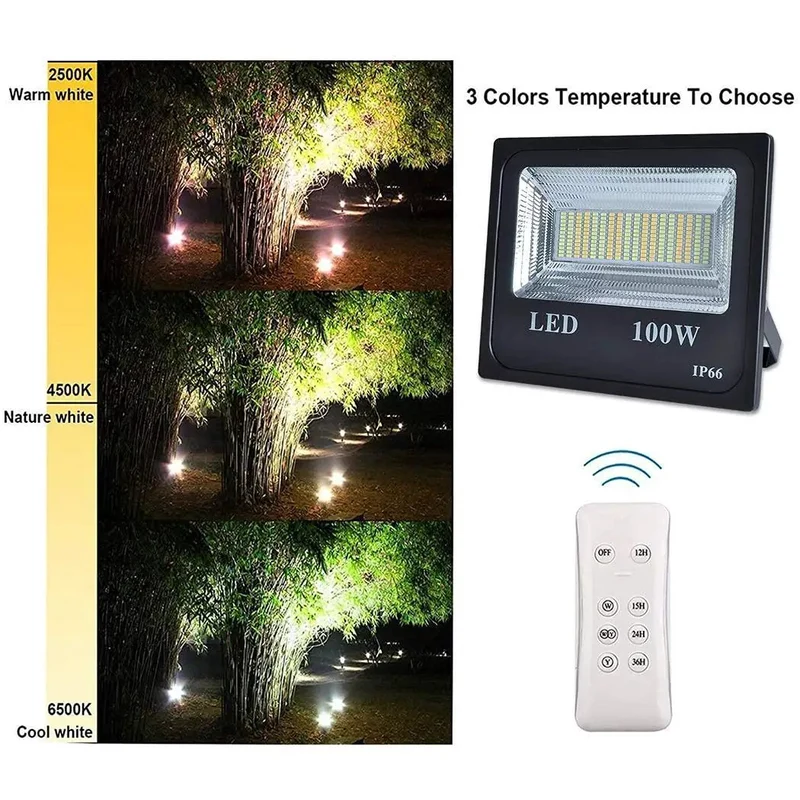Super Brite 100W Solar Flood Light Includes RF Remote, 12000 Lumens Of Outdoor Illumination, Dusk To Dawn Functionality For Yard Or Driveway, Easy Peasy Wall Mount Setup For Ultimate Nighttime Visibility