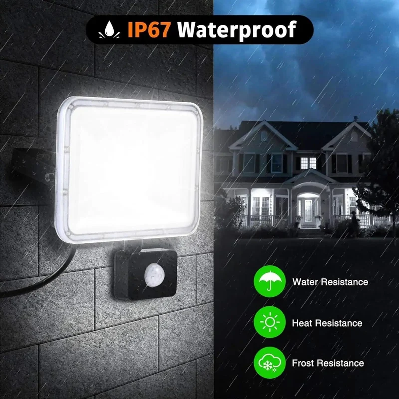 50W Led Outdoor Flood Light With Motion Activated Pir Sensor And Ip67 Weatherproof Housing Delivers Foolproof Brightness For Yards Garages Patios And Lots Making Nighttime Setup A Total Breeze No Sweat