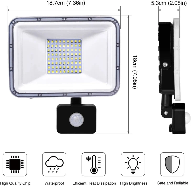 50W Led Outdoor Flood Light With Motion Activated Pir Sensor And Ip67 Weatherproof Housing Delivers Foolproof Brightness For Yards Garages Patios And Lots Making Nighttime Setup A Total Breeze No Sweat