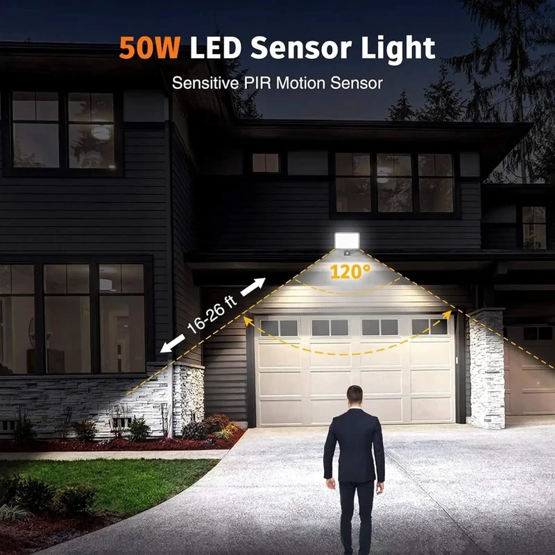 50W Led Outdoor Flood Light With Motion Activated Pir Sensor And Ip67 Weatherproof Housing Delivers Foolproof Brightness For Yards Garages Patios And Lots Making Nighttime Setup A Total Breeze No Sweat