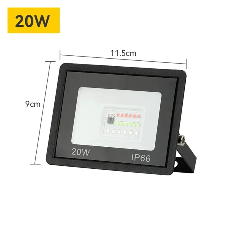 Badass RGB LED Floodlight AC220 20W 30W 50W 100W Heavy Duty Waterproof IP66 Outdoor Spotlight for Garden Landscape Court and Warehouse Pro Grade Projector Lamp