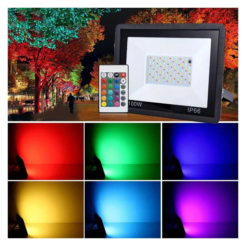 Badass RGB LED Floodlight AC220 20W 30W 50W 100W Heavy Duty Waterproof IP66 Outdoor Spotlight for Garden Landscape Court and Warehouse Pro Grade Projector Lamp