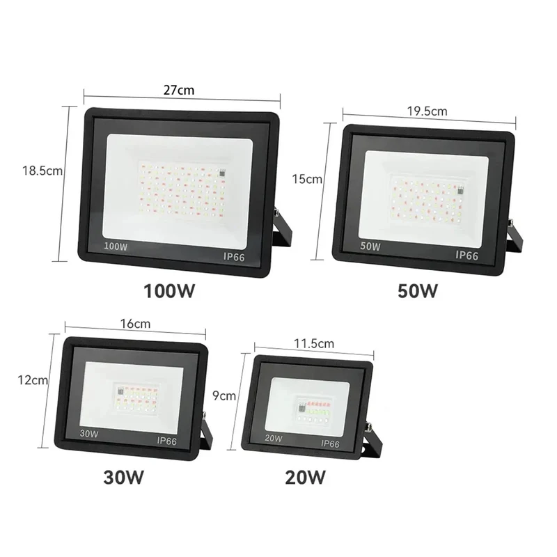 Badass RGB LED Floodlight AC220 20W 30W 50W 100W Heavy Duty Waterproof IP66 Outdoor Spotlight for Garden Landscape Court and Warehouse Pro Grade Projector Lamp