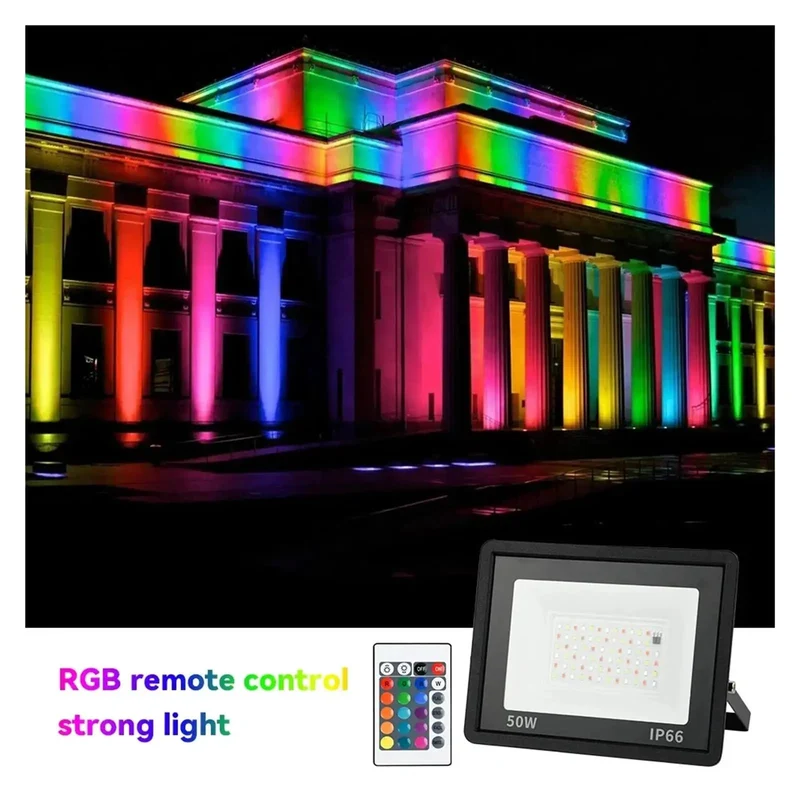 Badass RGB LED Floodlight AC220 20W 30W 50W 100W Heavy Duty Waterproof IP66 Outdoor Spotlight for Garden Landscape Court and Warehouse Pro Grade Projector Lamp