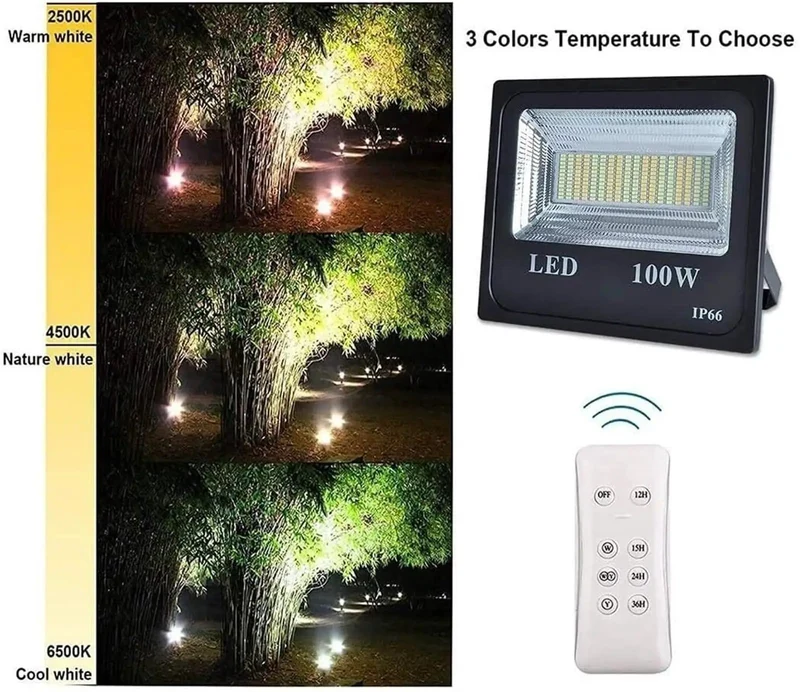 Heavy Duty 100 Watt LED Solar Flood Light Built To Perfection With Dual Cool And Warm White Switches For Rock Solid Yard Security Smooth Outdoor Lighting And A Total Game Change Setup