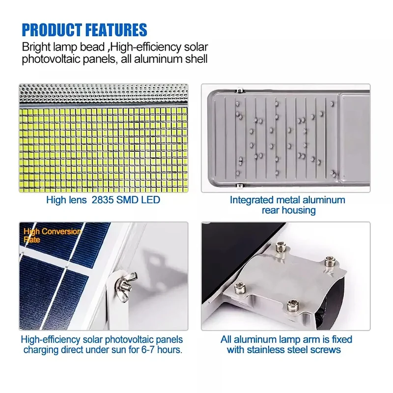 Built Tough Solar Street Lights Outdoor, Drop Your Electric Bill With IP65 Weatherproof Dusk To Dawn Security Flood Lights, Rock Solid Pole Wall Mount LEDs For Driveway And Commercial Lots