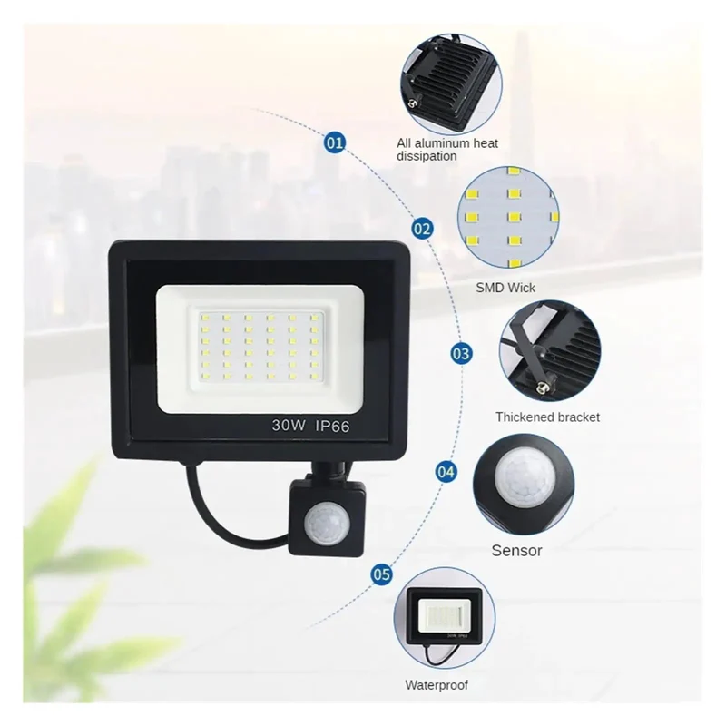 Tough As Nails Led Flood Light With Automatic Pir Motion Sensor Waterproof Outdoor Security Spotlight Wall Lamp For Driveway Street Yard Or Warehouse In 30 50 Or 100 Watt Soft Warm Illumination