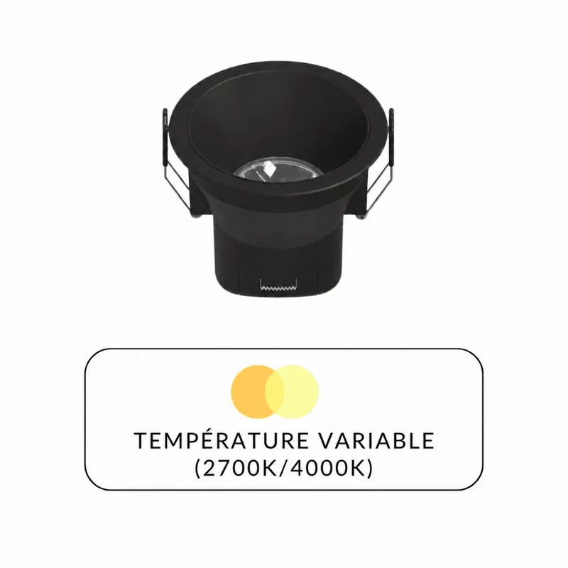 Spot Encastrable Dimmable Noir LED 9W CCT ø85mm - 2700K/4000K