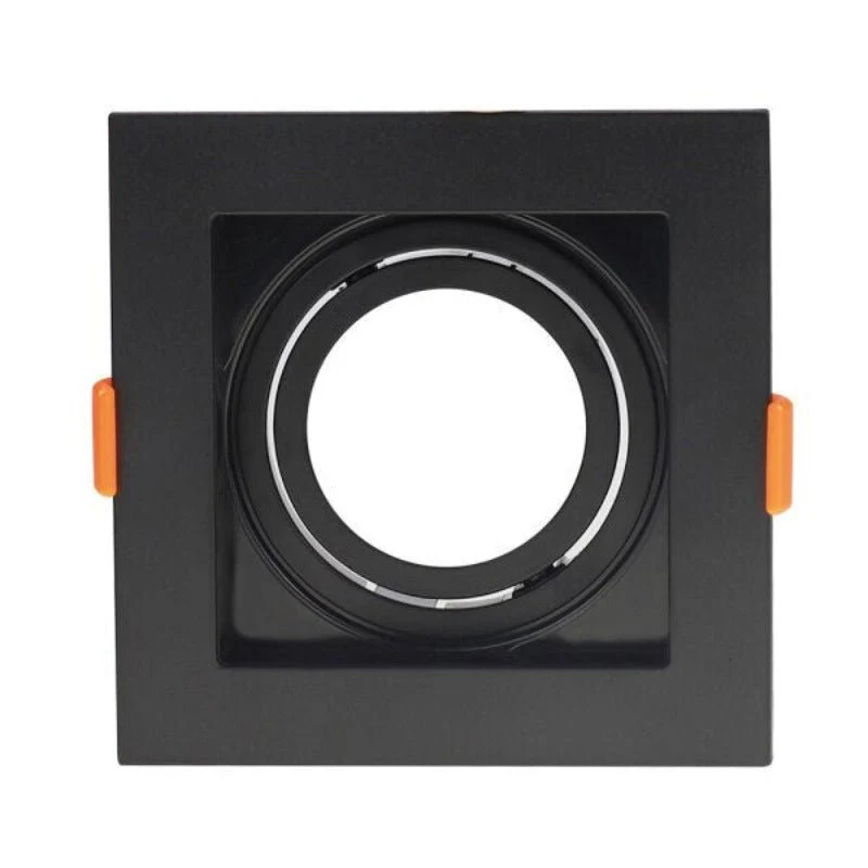 Support Spot Encastrable GU10 Orientable Carré Noir