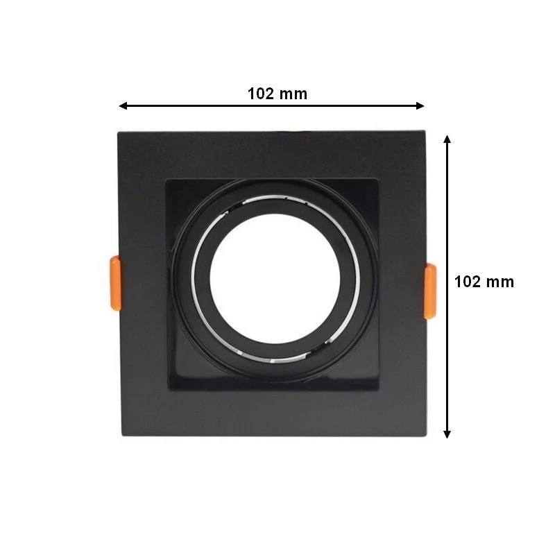 Support Spot Encastrable GU10 Orientable Carré Noir