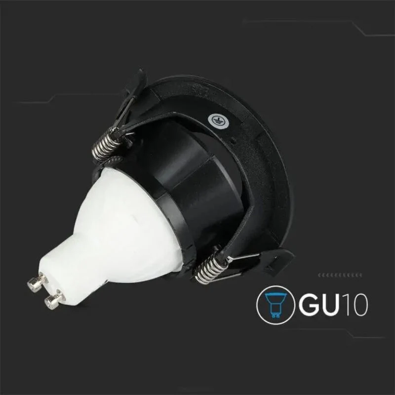 Support Spot Aluminium GU10 LED Rond Noir Orientable ø83 mm