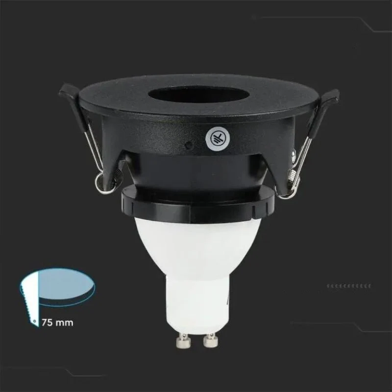 Support Spot Aluminium GU10 LED Rond Noir Orientable ø83 mm