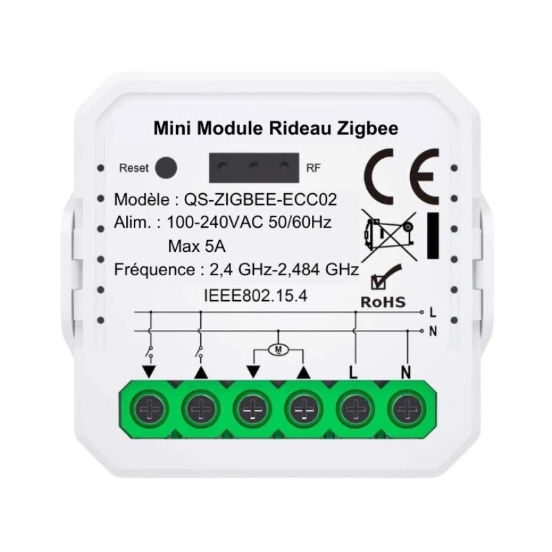 Modules Interrupteur pour Volet Roulant Zigbee (4 pièces) + 1 passerelle Zigbee
